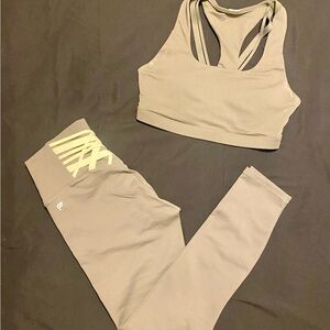 Fabletics Green Boost Powerhold Sports Bra and Leggings Set Size XS